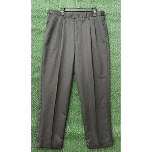 George Dress Pants 38W x 32L Dark Gray Pleated Cuffed Formal Men's